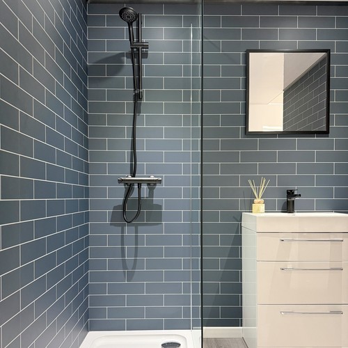 Metro blue tile matt - blue,